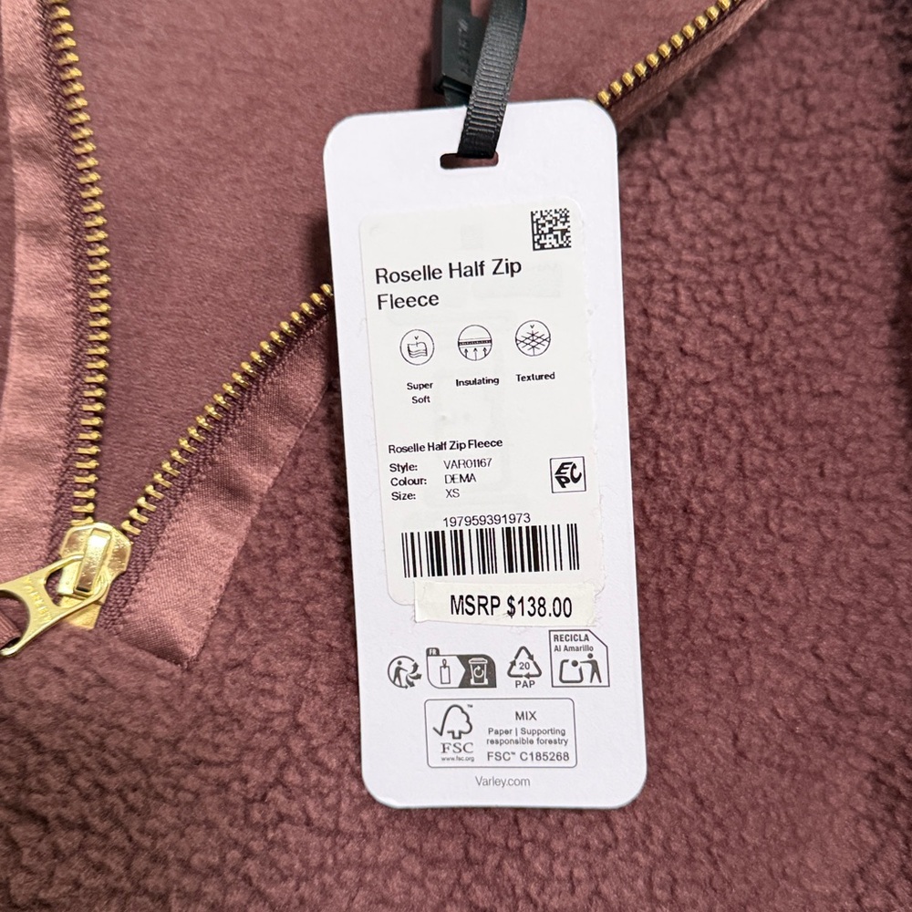 Varley Roselle Half Zip Fleece XS NWT - Picture 3 of 6